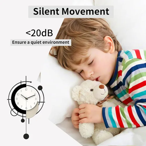 Vista 6 de Reloj de pared grande para decoración de sala de estar, reloj de pared decorativo moderno en negro con péndulo, de madera, funciona con pilas, sin