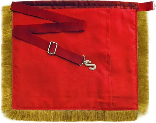 Vista 2 de Delantal Past High Priest Royal Arch Chapter - Terciopelo rojo con borlas de flecos, Blanco
