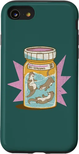 Vista 13 de iPhone 15 Anti Depresivo Botella de Nutrias Divertido Lindo Kawaii Sea Ocean Case