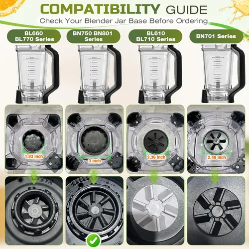 Vista 3 de Jarra de licuadora de 72 oz compatible con licuadora Ninja BN751 BN801