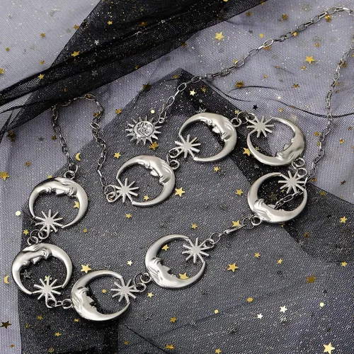 Vista 7 de Honsny Moon Star Waist Chain Belt for Women Metal Gold Silver Body Belly Chain Waist Jewelry Body Accessories for Women