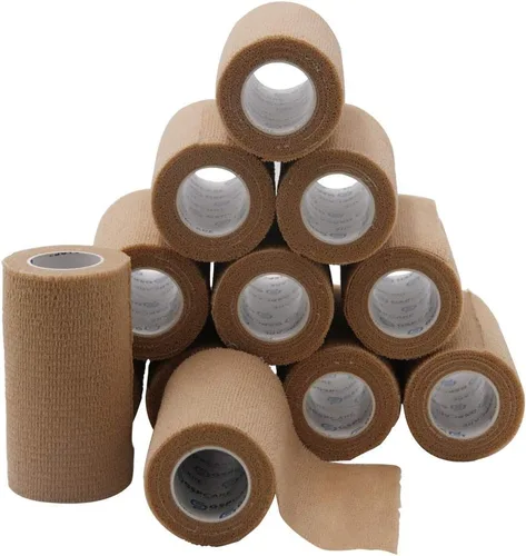 Vista 8 de Vendajes cohesivos autoadherentes, 6 unidades de 4 pulgadas x 5 yardas, rollos de vendaje no tejidos autoadhesivos (color de la piel)