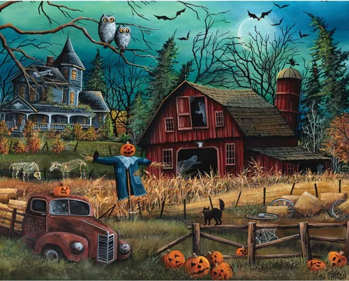 Vista 5 de Bits and Pieces Juego de 4 rompecabezas de 1000 piezas - Juego de Halloween