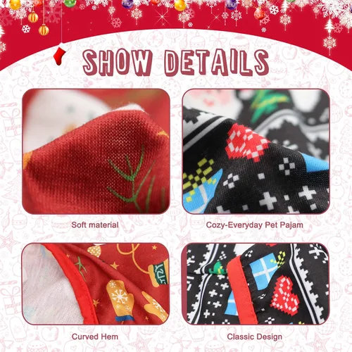 Vista 4 de HYLYUN Paquete de 2 camisetas de Navidad para perros pequeños, ropa para Rojo + negro