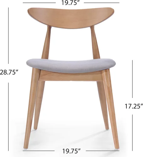 Vista 3 de Christopher Knight Home Barron - Sillas de comedor de tela con acabado de roble, juego de 2 piezas, gris claro y roble
