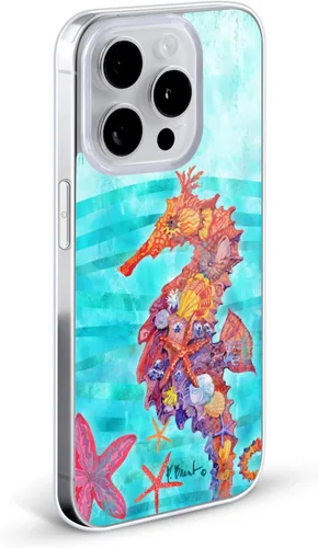 Vista 2 de Head Case Designs Funda de gel suave con licencia oficial de Paul Brent Seahorse Coastal compatible con Apple iPhone 13 Pro Max Caballos de mar