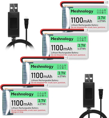 Vista 9 de 2 unids 3.7 V 1100 mAh Li batería con cargador USB 102540 1S LiPo batería con placa de protección cinta de goma aislada y micro JST 1.25 enchufe