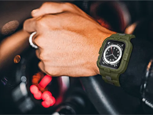 Vista 6 de Correas Compatibles con Apple Watch de 41 mm, 40 mm, 38 mm, Correa Deportiva Resistente para Hombres con Estuche Protector para Watch Series 9, 8