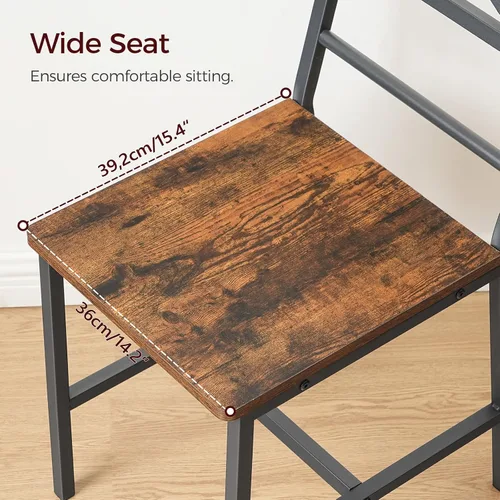 Vista 3 de MAHANCRIS Juego de 2 Sillas de Comedor, Sillas de Cocina de Madera Rústica con Respaldo, Sillas de Comedor Estilo Granja para Cocina, Silla