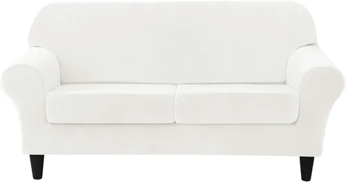 Vista 38 de CONRUSER Funda elástica para sofá, funda de terciopelo suave para sofá de un solo asiento con funda de cojín, protector de muebles (beige, talla S)