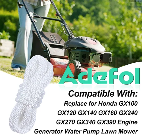 Vista 2 de Adefol Cuerda de arranque de retroceso 15.7 ft para Honda GX100 GX120 GX160 GX200 5.5HP 6.5HP cortacésped motosierra recortadora cortadora