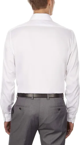 Vista 3 de Calvin Klein Camisa de vestir para hombre, ajuste delgado, sin planchar, con puños franceses sólidos