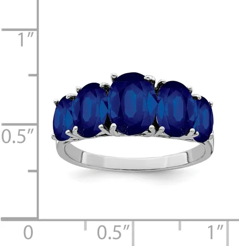 Vista 2 de Anillo de compromiso de plata de ley 925 maciza con piedras preciosas de septiembre azul zafiro oscuro