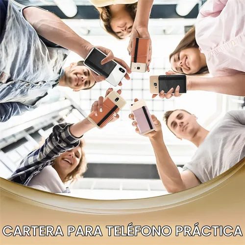 Vista 7 de Funda tipo cartera para teléfono, tarjetero para la parte posterior del teléfono, funda de piel con tapa compatible con iPhone, Samsung Galaxy Negro