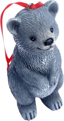 Vista 8 de Mini estatua de oso pequeño adorno de escultura colgante figura de animal regalo para árbol de Navidad, hogar, oficina, habitación, automóvil, Negro