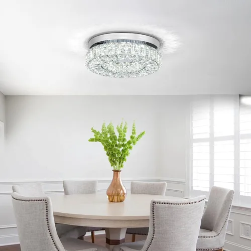 Vista 4 de Lámpara de Araña LED de Cristal de 11.8", Luminaria de Techo de Montaje al Ras, Lámparas de Araña Modernas para Dormitorios, Comedor, Pasillo, 6500K