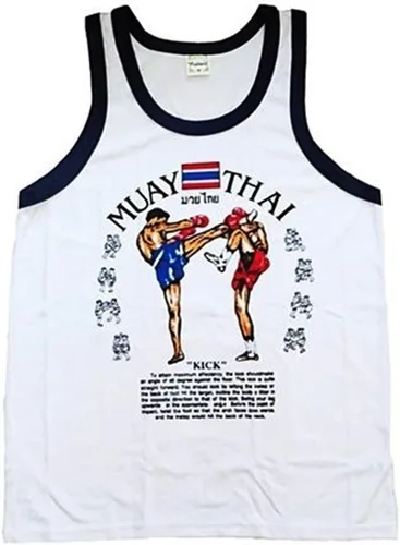 Vista 6 de Camiseta sin mangas para hombre, chaleco para gimnasio, Muay Thai, camiseta de algodón 100% fabricada en Tailandia
