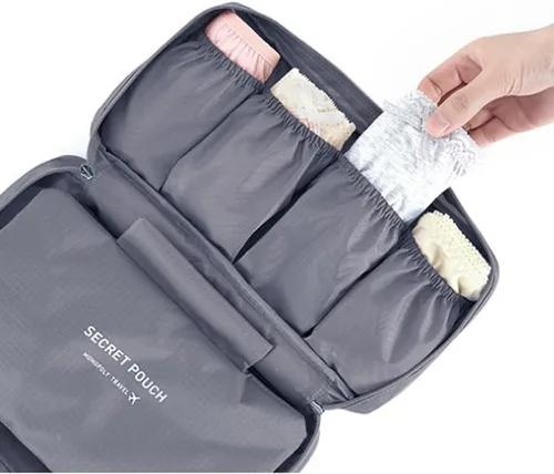 Vista 4 de Vpang portátil multifuncional calcetines ropa interior sujetador organizador caso viaje bolsa de almacenamiento cubo embalaje bolsa cosmética gris