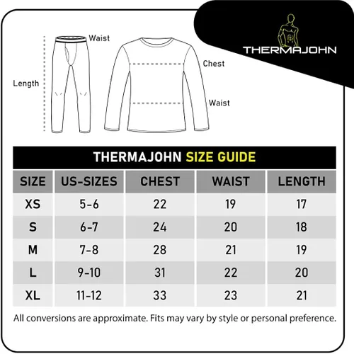 Vista 5 de Thermajohn Conjunto de ropa interior térmica para niños ropa interior larga para niños conjunto térmico superior e inferior para invierno Negro