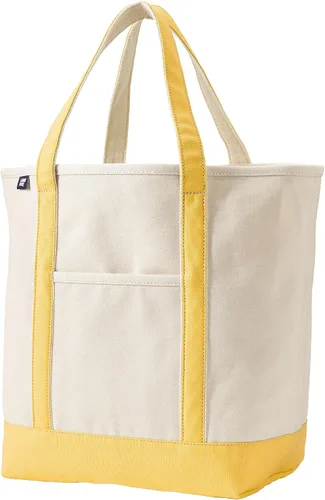 Vista 39 de Lands' End Bolso de lona abierto Natural/Azul marino radiante