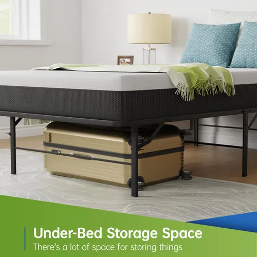 Vista 5 de PayLessHere Base de cama de metal plegable con plataforma de metal con soporte de hasta 1000 libras de listones de acero, soporte sin ruido, marco