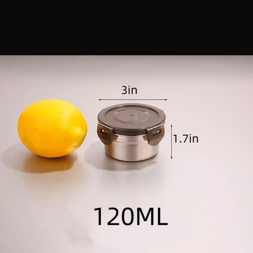 Vista 2 de Paquete de 3 recipientes pequeños de condimentos y inmersión de 4 onzas con tapas a prueba de fugas, tazas de salsa reutilizables de acero