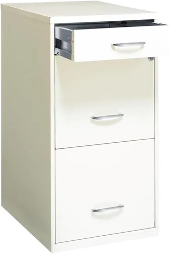 Vista 3 de Office Designs Cooper - Archivador de metal contemporáneo con 3 cajones, color blanco perla