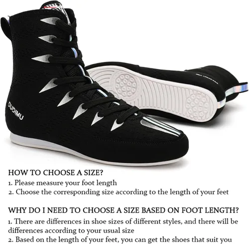 Vista 2 de JiuQing Zapatos de boxeo para niños y niñas, botas de entrenamiento de fitness, transpirables, antideslizantes, para lucha libre, sentadillas