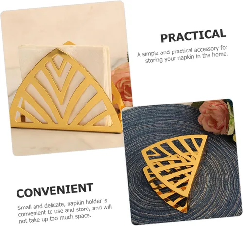 Vista 9 de Ciieeo Servilletero de metal dorado con forma geométrica decorativa para mesa de restaurante, práctico soporte de hierro con bordes lisos