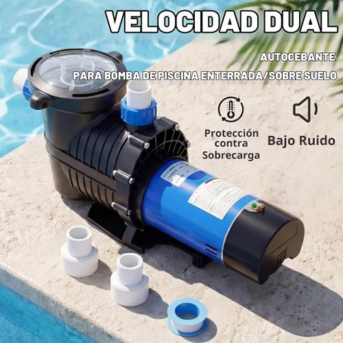 Vista 3 de FOTING Bomba de piscina interior/sobre el suelo, bomba de piscina autorecortable de alto flujo de 1.5 pulgadas y 2 pulgadas, conectores de entrada