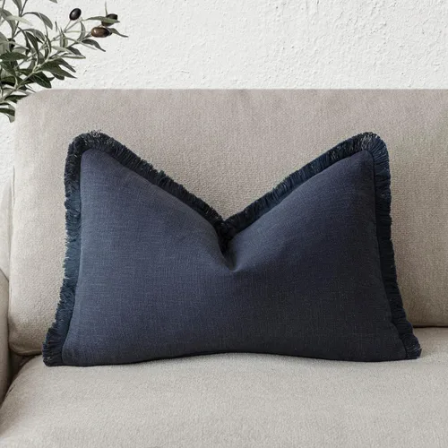 Vista 67 de Foindtower Fundas de almohada decorativas de lino con flecos, acogedora funda de cojín bohemia estilo farmhouse con borlas, funda de almohada