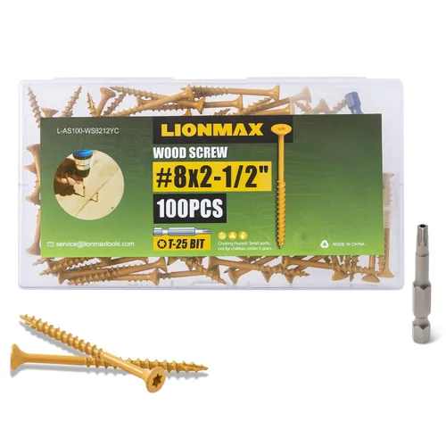 Vista 17 de LIONMAX Tornillos de cubierta de 1-1/4 pulgadas, tornillos para madera #8 x 1-1/4 pulgadas, 100 unidades, resistentes a la corrosión, revestimiento