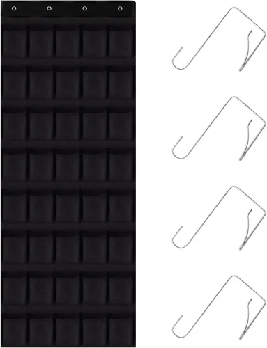 Vista 9 de Organizador de Zapatos para Puerta con 35 Bolsillos Grandes, Organizador de Zapatos con Bolsillos de Malla, Capacidad para Colgar Zapatos