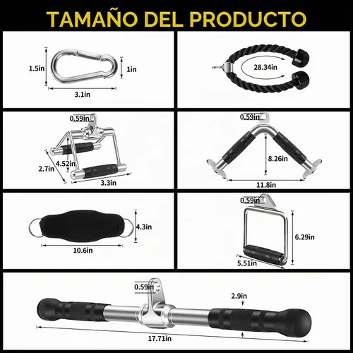 Vista 3 de Accesorio para máquina de cable, accesorios de extracción LAT, accesorios de gimnasio en casa, accesorio desplegable de tríceps