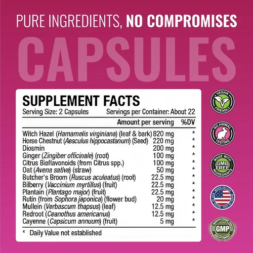Vista 6 de Approved Science Varicosil - Suplemento de apoyo para las venas varicosas - 1 botella (45 cápsulas) + 1 crema (2 fl oz) - Vegano