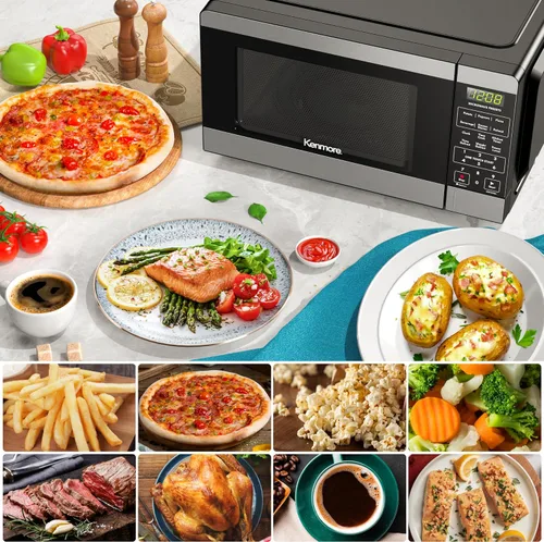 Vista 6 de Microondas de mostrador Kenmore, 6 menús preestablecidos automáticos, bloqueo para niños, funciones de descongelación y cocina exprés, 700 vatios, 7