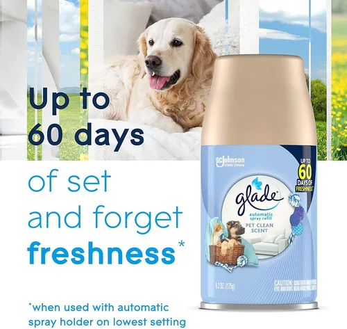 Vista 2 de Recambio automático de ambientador en aerosol, aroma limpio para mascotas, 6.2 onzas (paquete de 4)