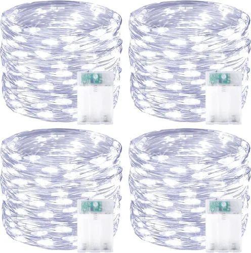 Vista 24 de Serie de luces LED RGB parpadeantes que cambian de color, funciona con pilas, para decoración de interiores y exteriores, con temporizador y control