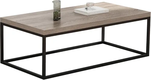 Vista 7 de CENSI - Mesa de centro de roble lavado gris de 47 pulgadas, tamaño grande Extra Thick 1.6" Honey-comb Wood Top, Sturdy Metal Frame, Modern