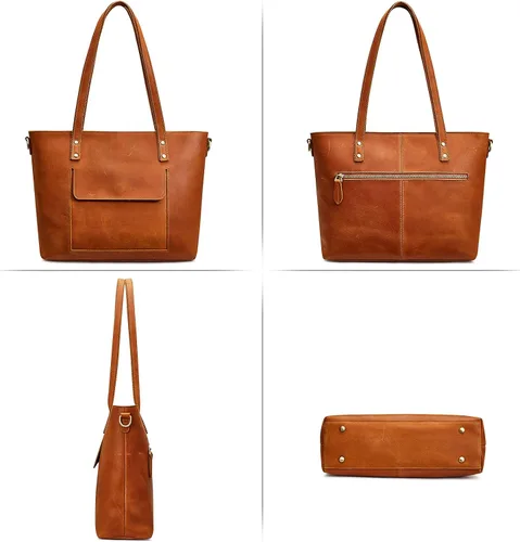 Vista 13 de S-ZONE Bolso bandolera vintage de cuero genuino para mujer