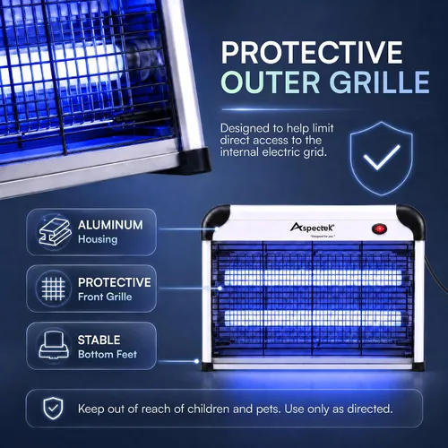 Vista 8 de ASPECTEK Exterminador de insectos eléctrico de 20 W, mata insectos para interiores y exteriores cubiertos, trampa para mosquitos, moscas y polillas