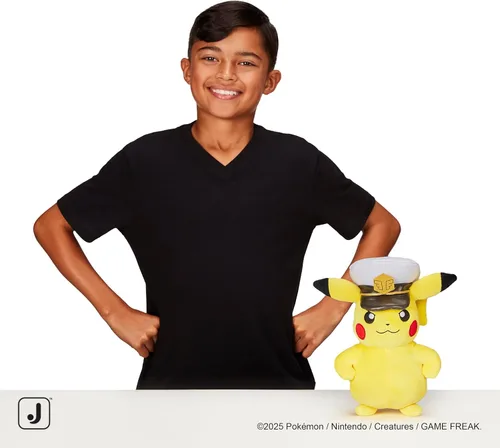 Vista 6 de Pokemon Capitán Pikachu de peluche - Pikachu de 8 pulgadas de felpa suave con sombrero de Capitán y detalles auténticos
