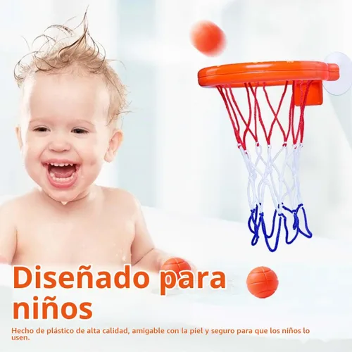 Vista 5 de OBTANIM Juego de bolas de aro de baloncesto para bañera, juego de disparos, juguete para niños pequeños, bañera de bebé