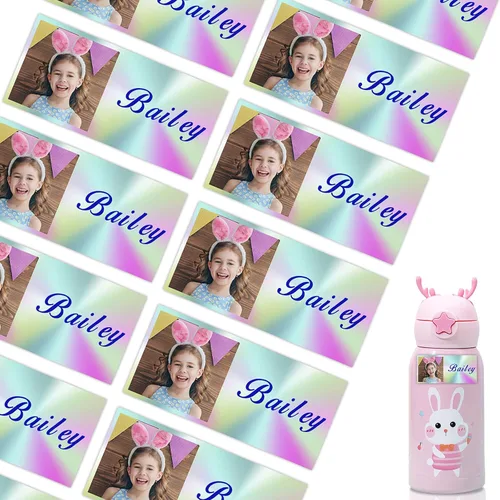 Vista 14 de 78 etiquetas personalizadas para niños con fotos impermeables, etiquetas de nombre personalizadas para suministros escolares, guardería, botellas