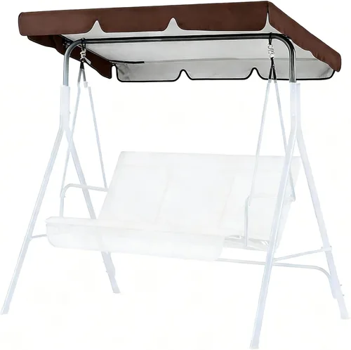 Vista 8 de Cubierta de repuesto para toldo de columpio de patio, resistente al agua, protección UV, 2 plazas, para porche, jardín, cubierta superior de Beige