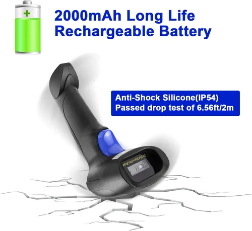 Vista 5 de NetumScan Escáner de código de barras inalámbrico 1D con soporte, 2 en 1 2.4G inalámbrico y lector de código de barras con cable USB, pistola