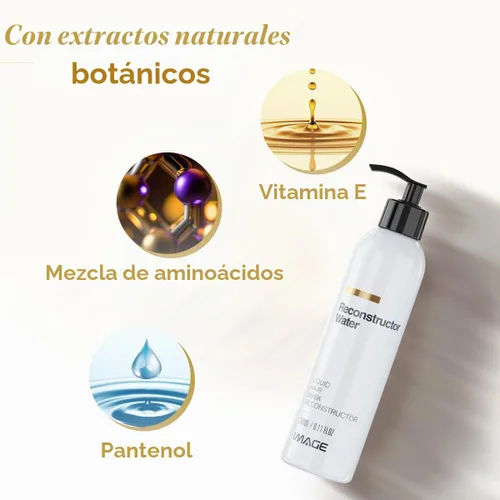 Vista 13 de Image Reconstructor Water - Mascarilla líquida para cabello dañado y tratado químicamente - Repara, hidrata y protege con pantenol, aminoácidos