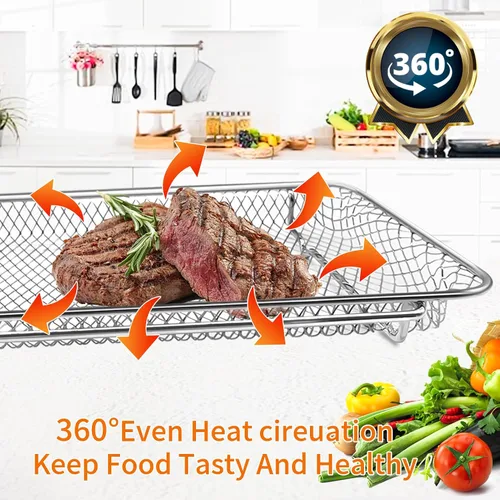 Vista 8 de Canasta de reemplazo para horno de aire frito de zona dual Emeril Lagasse 360 25 QT horno de aire frito tostador de convección de malla de acero