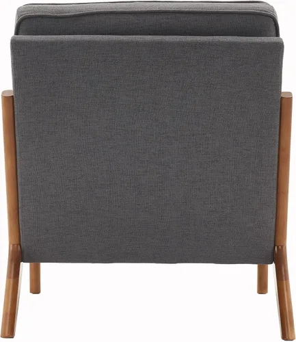 Vista 4 de Silla decorativa para sala de estar, sillón tapizado moderno de mediados de siglo con almohada, sillón de lectura, cómoda silla decorativa para Gris