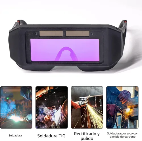 Vista 3 de T TOVIA Gafas de Soldadura LCD de Seguridad Protectoras con Energía Solar de Oscurecimiento Automático con Sombra Ajustable, Gafas de Soldadura de 2